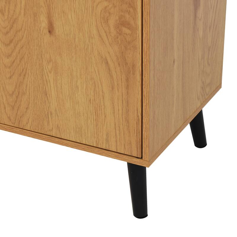Kitchen Buffet Cabinet with Solid Wood Legs, Coffee Bar Cabinet with 3 Drawers, Storage Cabinet with Adjustable Shelf