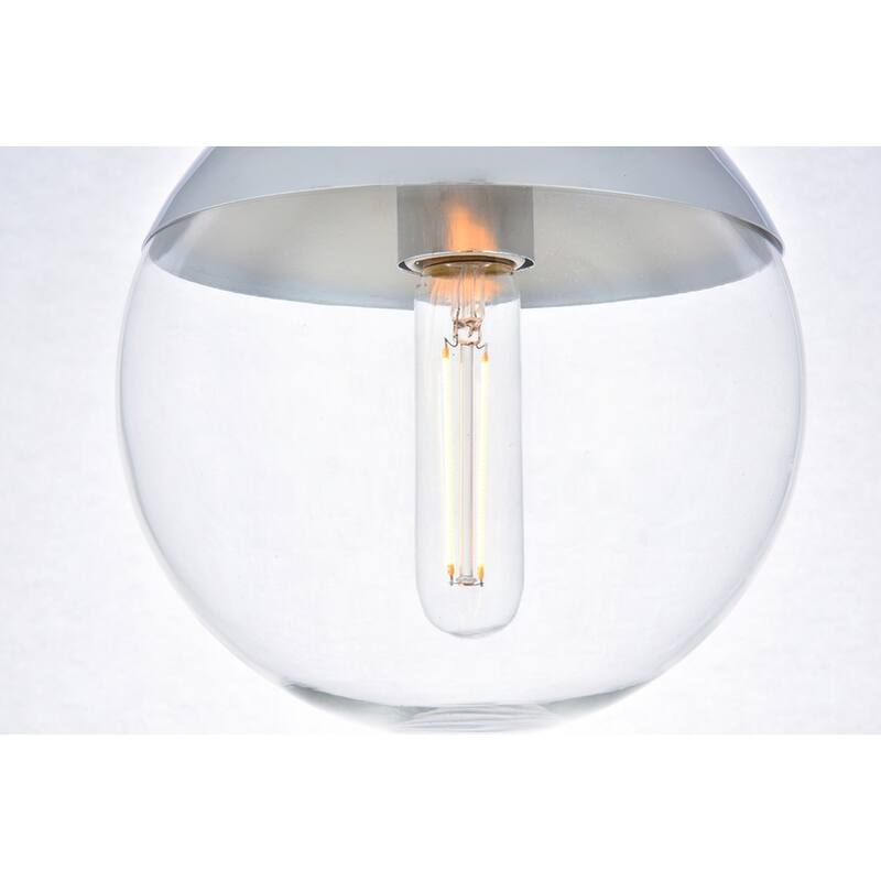 1-light Mid-century Adjustable Pendant with 8-inch Glass Orb Shade