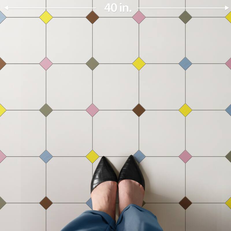 Merola Tile Vaudeville Octagon Nacar with Taco Multi 7-7/8" x 7-7/8" Porcelain Floor and Wall Tile