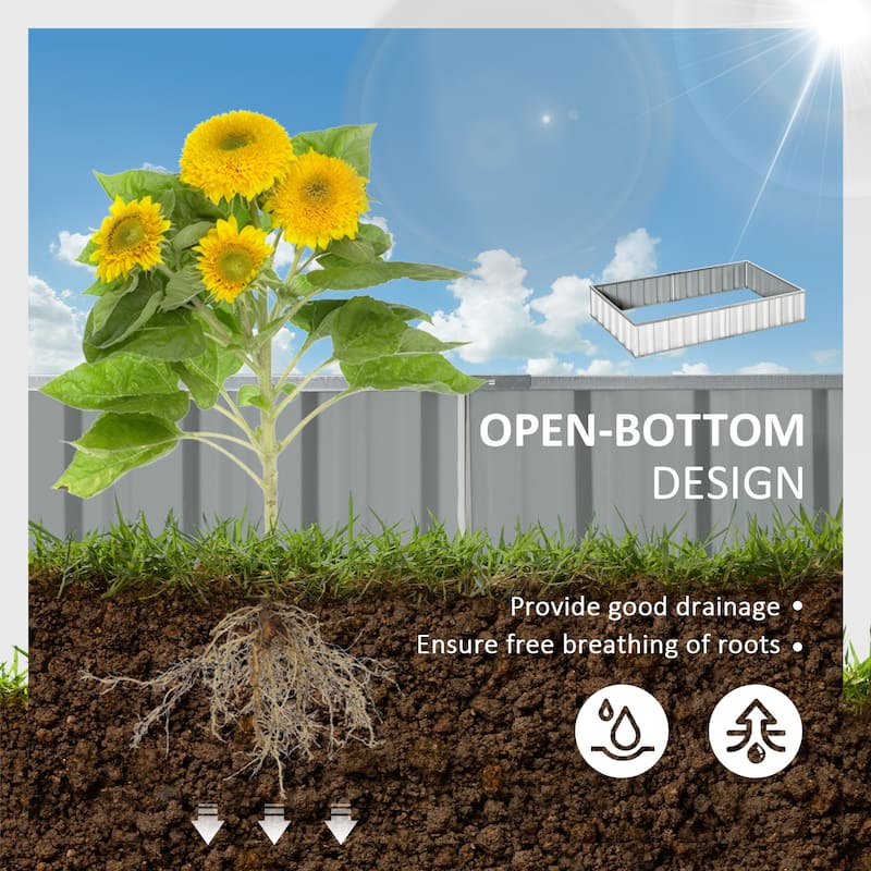Outsunny 69'' x 36'' Metal Raised Garden Bed, DIY Large Steel Planter Box, No Bottom w/ A Pairs of Glove for Backyard