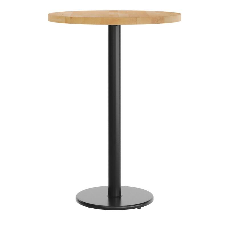 Round Solid Wood Commercial Tabletop with 18" Round Bar Height Base - 30"W x 30"D x 42"H
