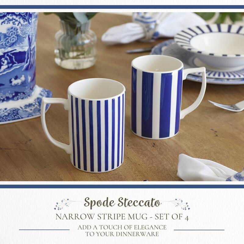 Spode Set of 4 Steccato Stripe Mugs - 12 oz