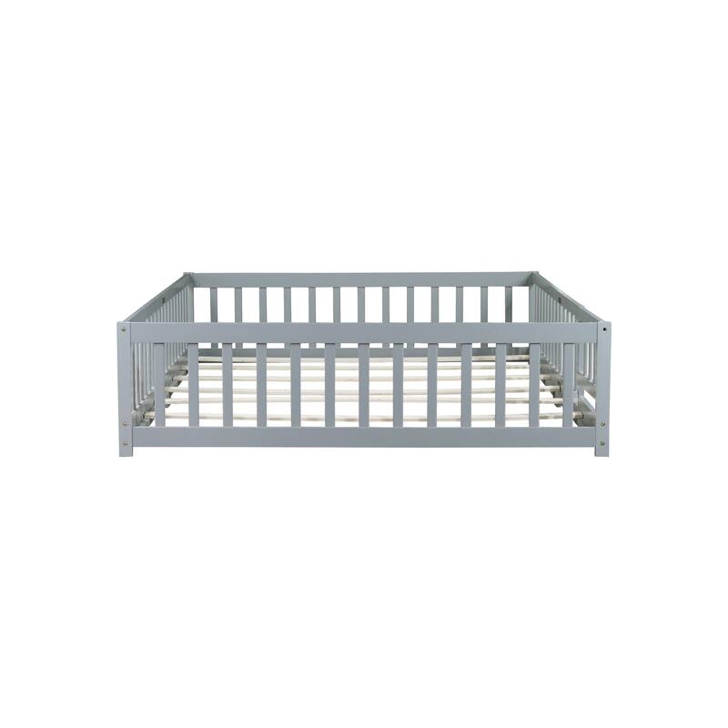 Floor Bed with Fence,Door and Safety Guardrails,Ensuring a Secure and Comfortable Space
