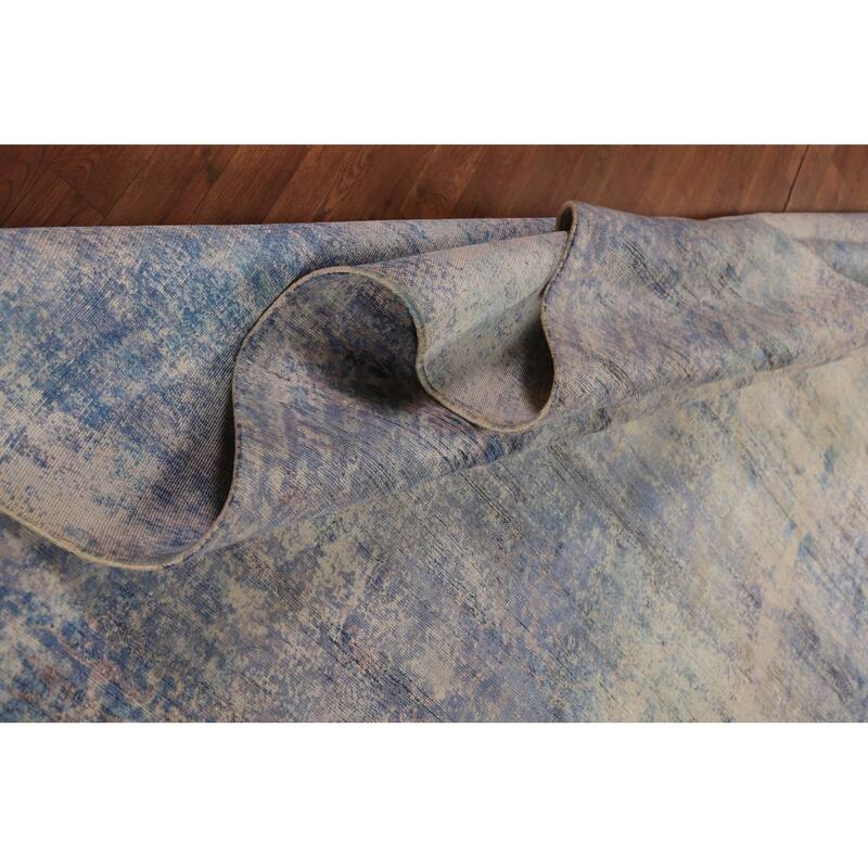 Abstract Indian Rug Hand-Knotted Multi-Color Wool Carpet - 8'11"x 11'11"