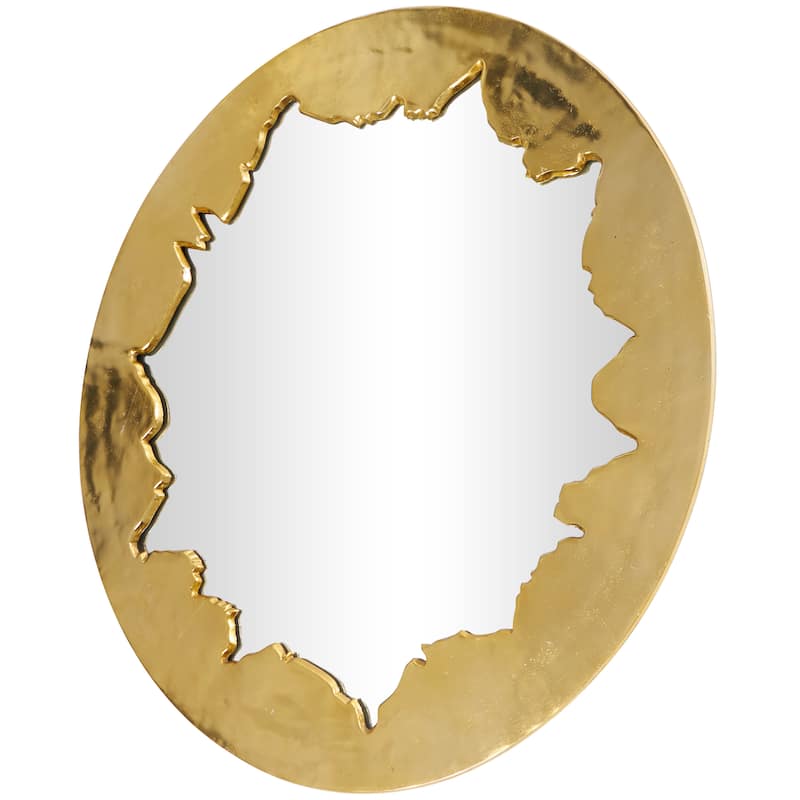 Aluminum Metal Handmade Live Edge Wall Mirror - Gold - Roche River Decor - 1"W x 36"L x 36"H