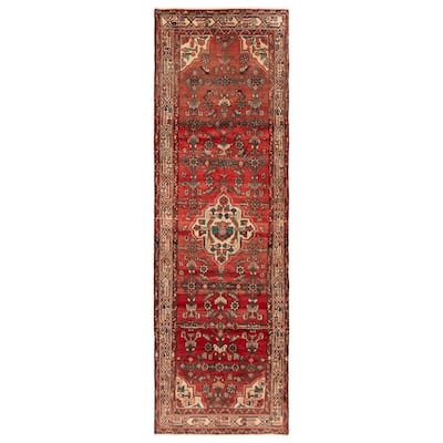 ECARPETGALLERY Hand-knotted Andelz Red Wool Rug - 3'3 x 10'0