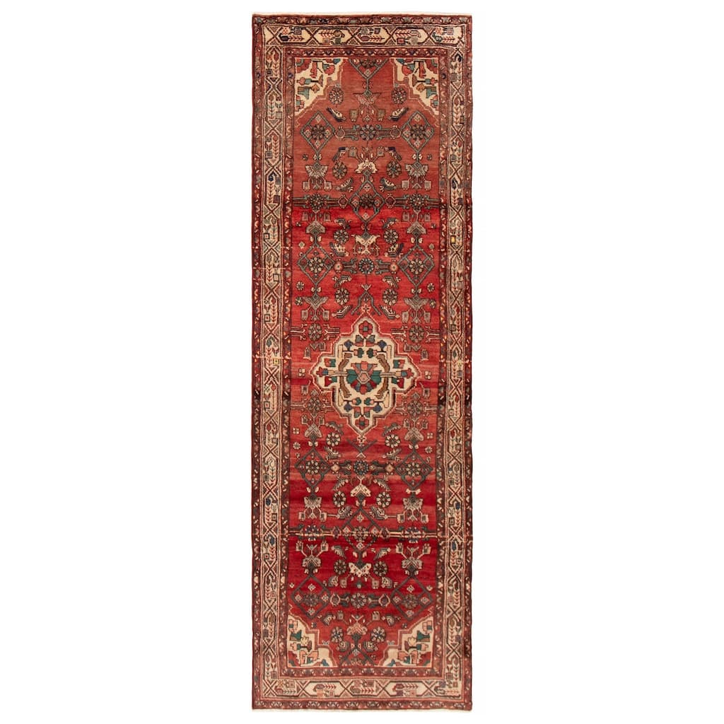 ECARPETGALLERY Hand-knotted Andelz Red Wool Rug - 3'3 x 10'0