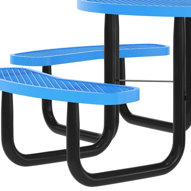 Commercial Grade Expanded Mesh Metal Outdoor Picnic Table - 82.5"W x 82.5"D x 29"H