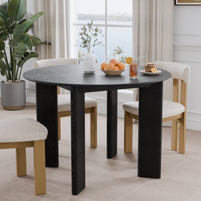 Solid Wood Farmhouse Dining Table Round Wood Top for Modern Dining Rooms & Family Gatherings