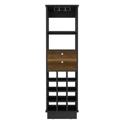 Bar Cabinet Bureck, Living Room, Black / Walnut，High quality and durable