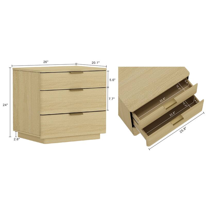 Manhattan Comfort Payton 26" Nightstand (3-Drawer)