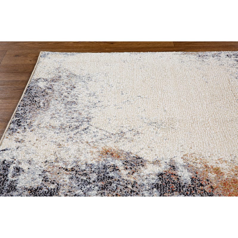 Olympia Collection Blue and Beige Abstract Design Area Rug