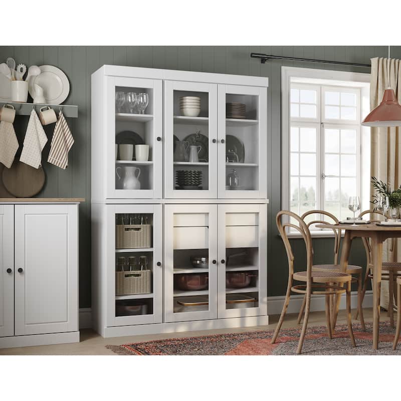 Palace Imports 100% Solid Wood 48.5" Pantry China Cabinet with Clear Glass Doors, 2-Drawers and Adjustable Shelves