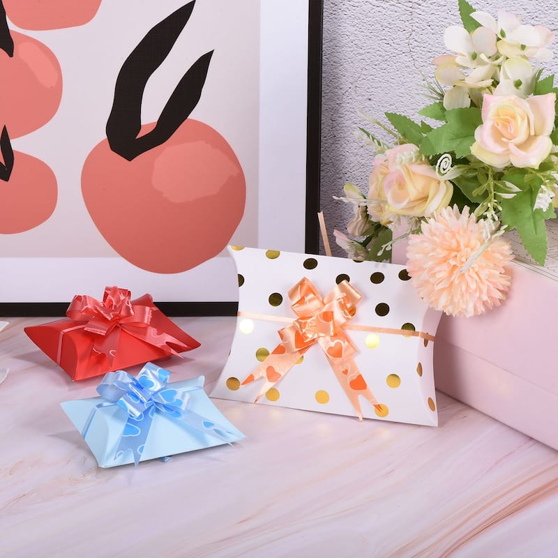 100Pcs 3.3inch Pull Bows Ribbon Gift Wrapping Pull Bow Heart Pattern