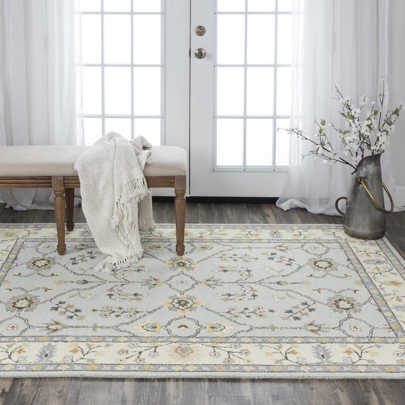 Alora Decor Conley Traditional Antique Floral Border Rug - 5' x 7'6" - Grey