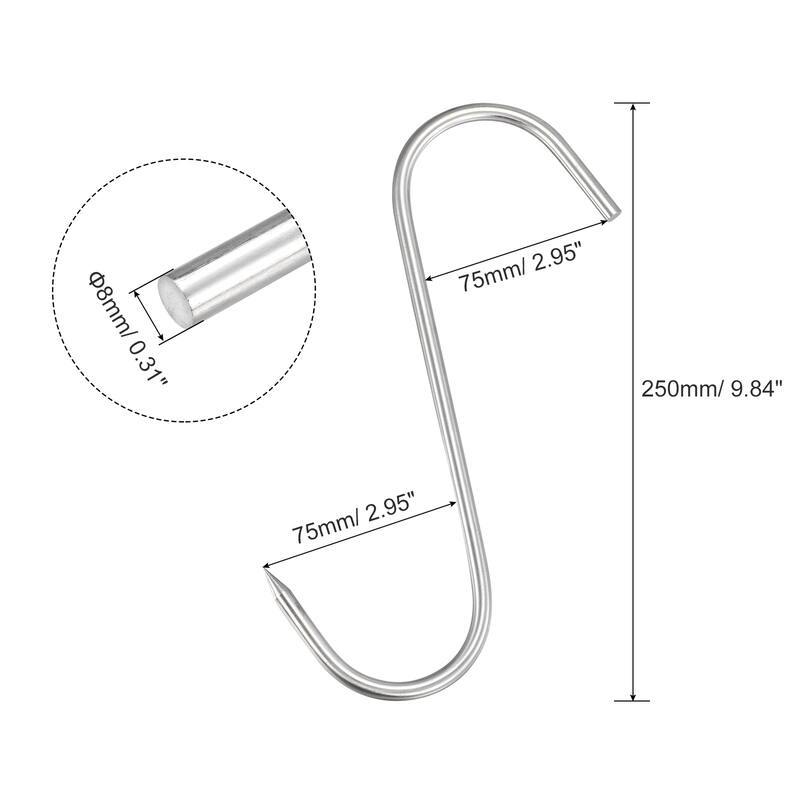 Meat Hooks, Stainless Steel S-Hook Meat Processing for Chicken Hanging - Silver Tone