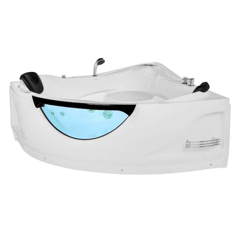 Empava 59" Acrylic Whirlpool Corner Bathtub 2 Person Water Jets Tub