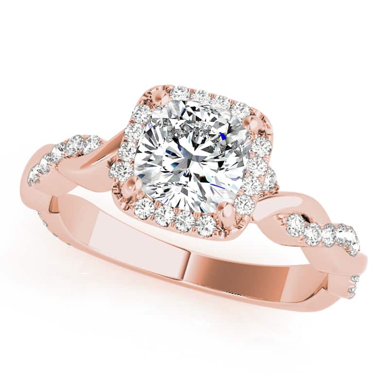 Auriya 14k Rose Gold Lab Grown Cushion Diamond Halo Engagement Ring 0.50 to 5.00 ct. tw. (F-G VS) - 1.00 ct. center - 4
