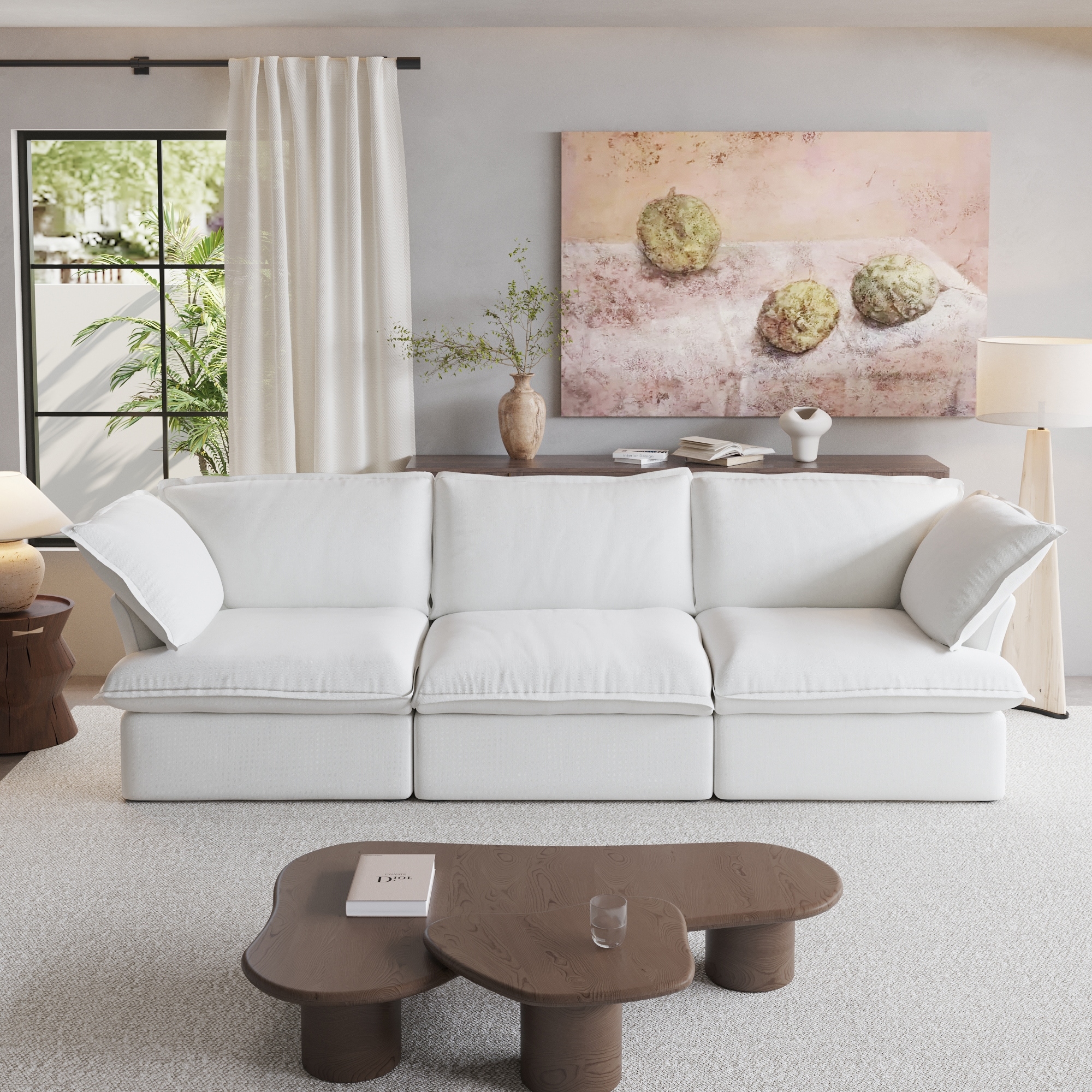 Modern Down-Filled Sectional Sofas Cloud Couches Cushion Covers Removable