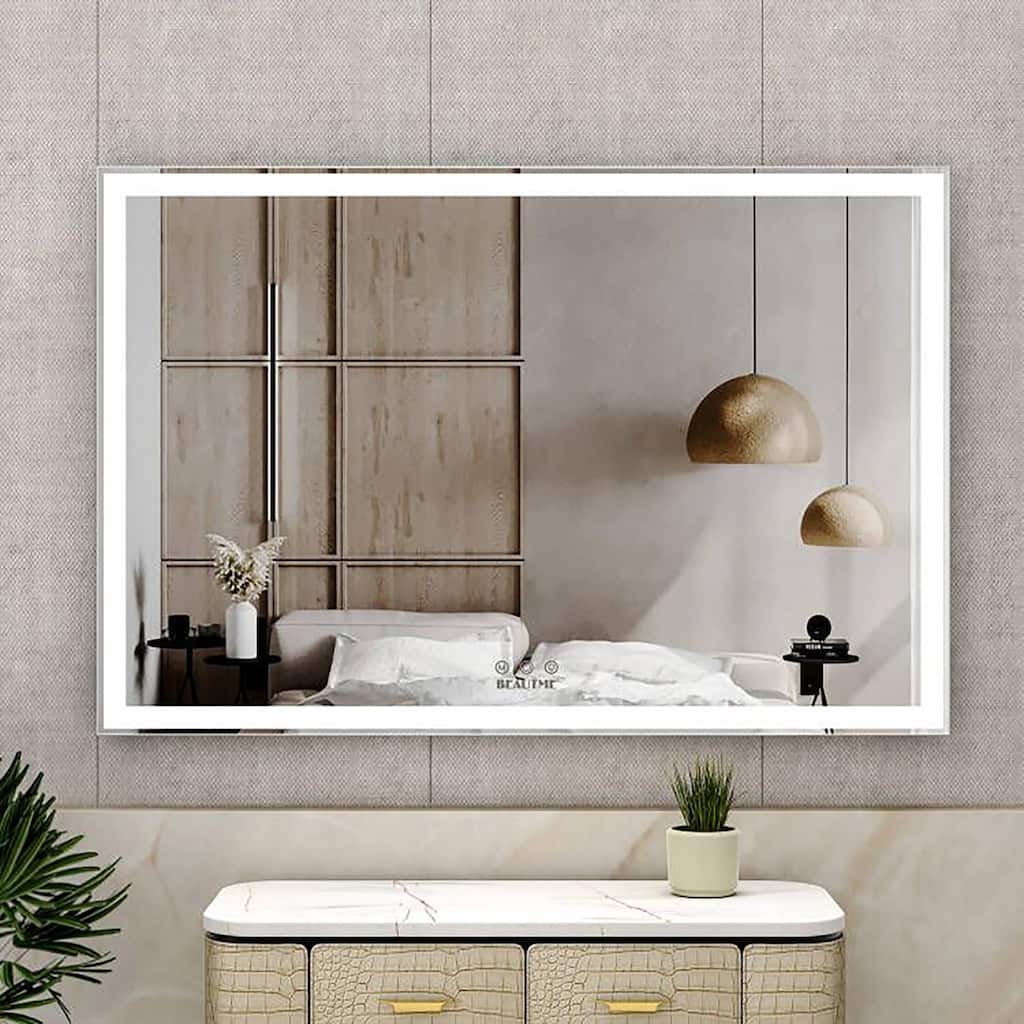 Rectangular Framed Wall Mounted LED Bathroom Vanity Mirror - 60" X 40"