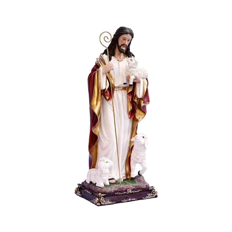 Good Shepherd Jesus Outdoor Garden Statue - 24"