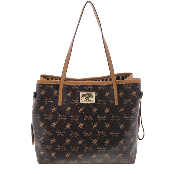 Beverly Hills Polo Club Womens Tote Handbag Faux Leather Printed Beverly Hills Polo Club Womens Tote Handbag Faux Leather Printed Extra Large