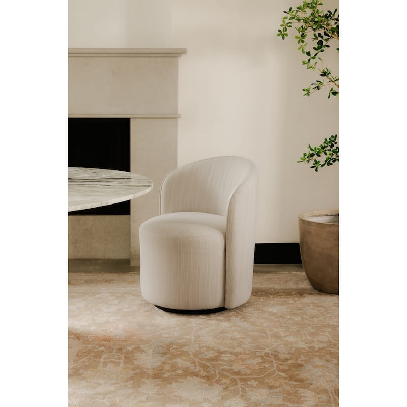 NADAAL STUDIOS Virelith Outdoor Dining Chair, Swivel Base with Aluminium Frame and Olefin Upholstery, Cream