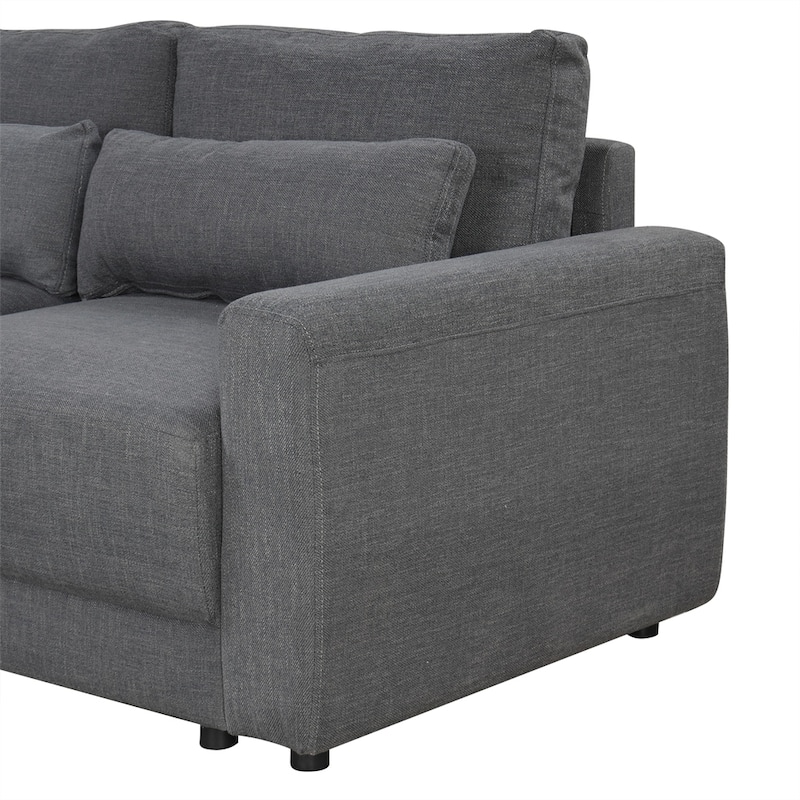 L-Shaped Sectional Sofa with Removable Back Cushions and Pillows