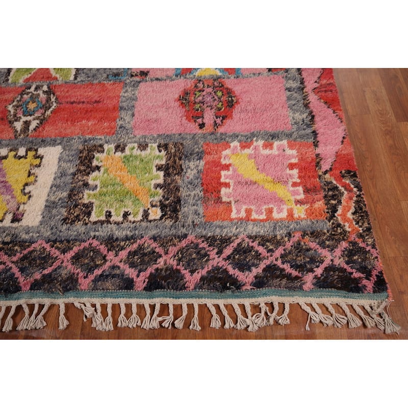 Geometric Moroccan Oriental Area Rug Handmade Tribal Wool Carpet - 8'5" x 12'9"