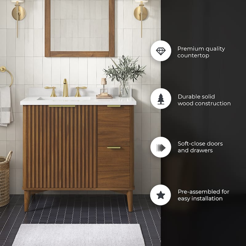 Gabi Bathroom Vanity with White Engineered Stone Top