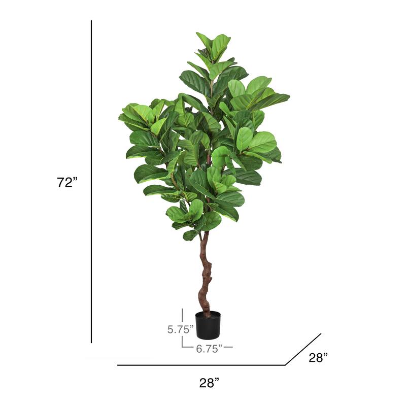 6ft Real Touch Artificial Fiddle Leaf Fig Tree in Black Pot - 72" H x 28" W x 28" DP