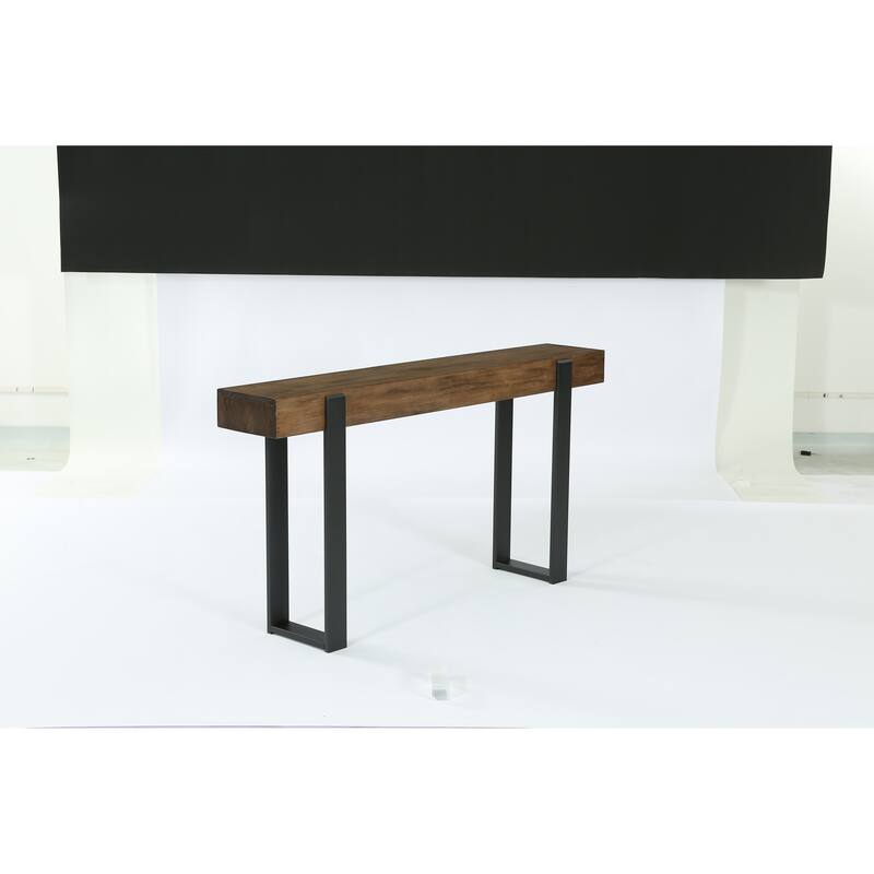 63-Inch Solid Wood Sofa Table Behind the Couch with Metal Support
