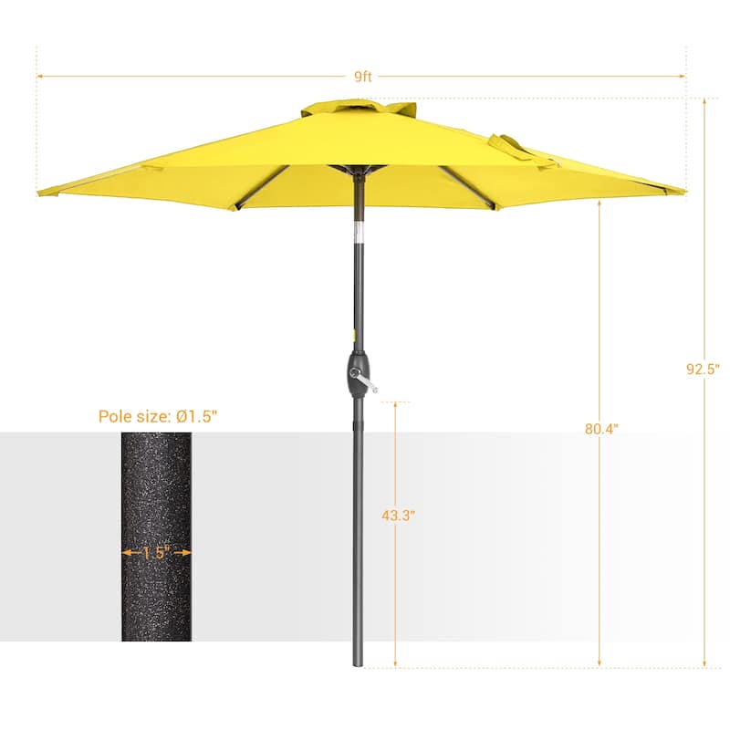 BONOSUKI 9ft Patio Umbrella,Outside Deck Table Umbrella,w/Tilt Crank