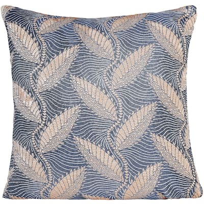 Violet Linen Venetian Geometric Leaves Pattern, 18 Inch x 18 Inch, Square, Decorative Accent Throw Pillow