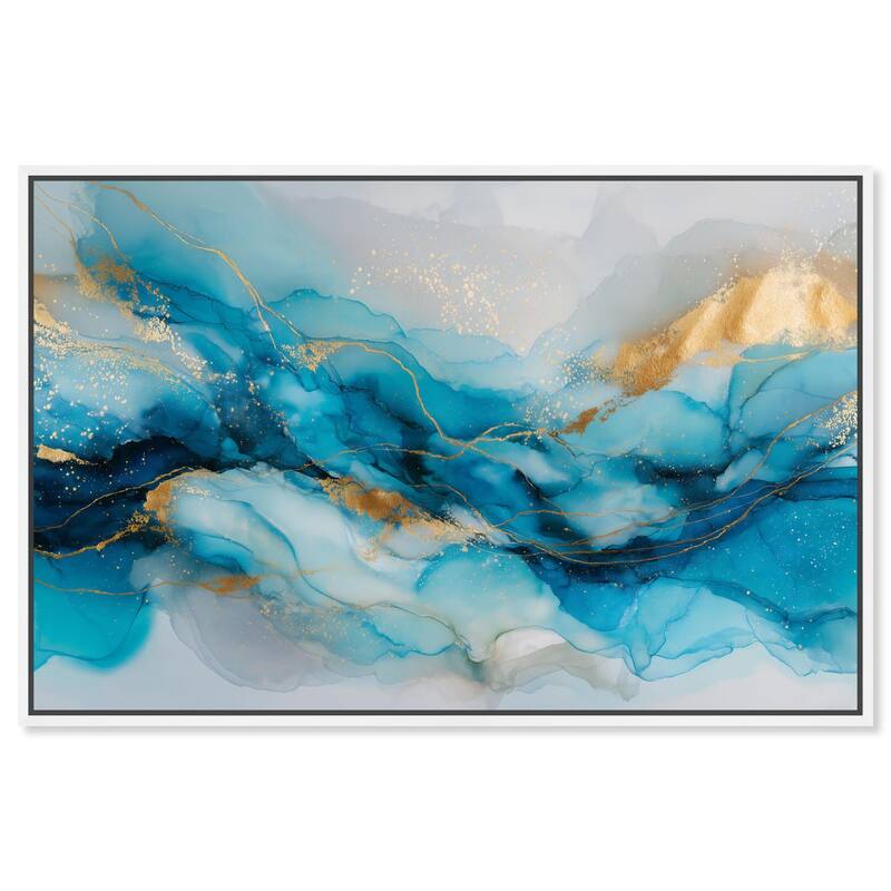 Ethereal Blue and Gold Canvas by Art Remedy - White - 36" x 24"