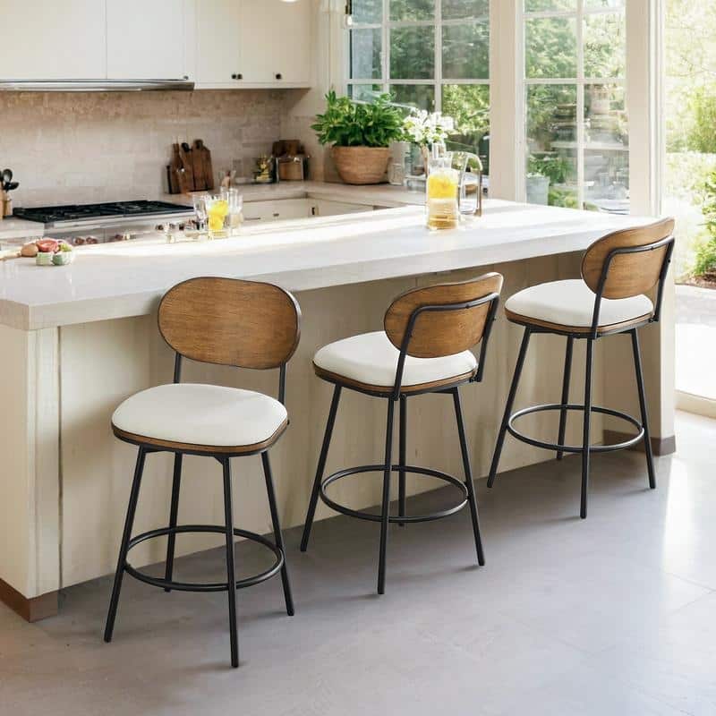 Spruce & Spring Megan Swivel Counter Bar Stool with Metal Legs