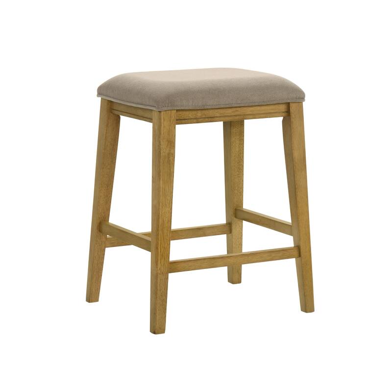 Jane Contemporary Transitional Backless Wood Counter Height Kitchen Bar Stool with Fabric Upholstered Seat