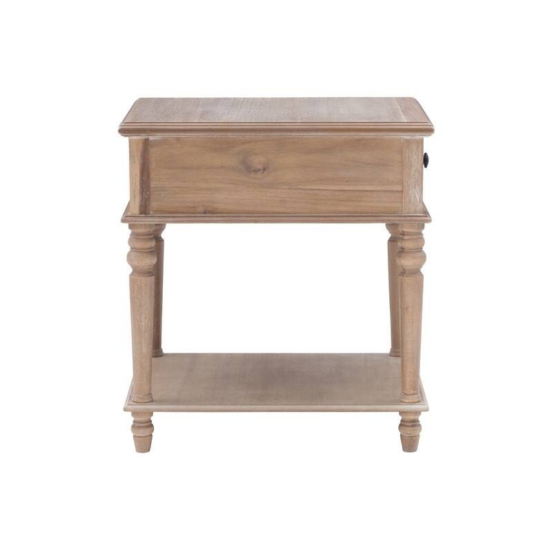 Linon Jowin Classic Wood Side Table with Storage