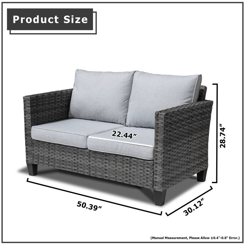 XIZZI Outdoor Rattan Wicker Loveseat with Cushions