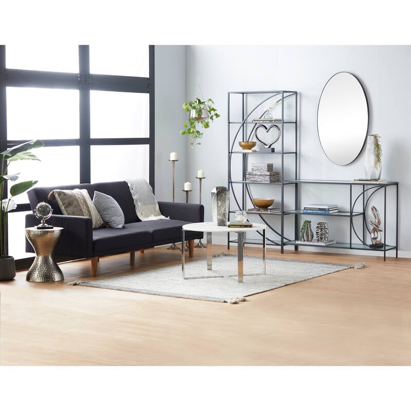 Silver Ceramic Heart Decorative Sculpture with Black Base - 13 x 3 x 2