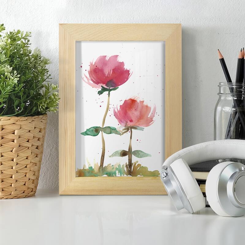 Pink Fleurs I -Framed Print w/glass-Cherry Red