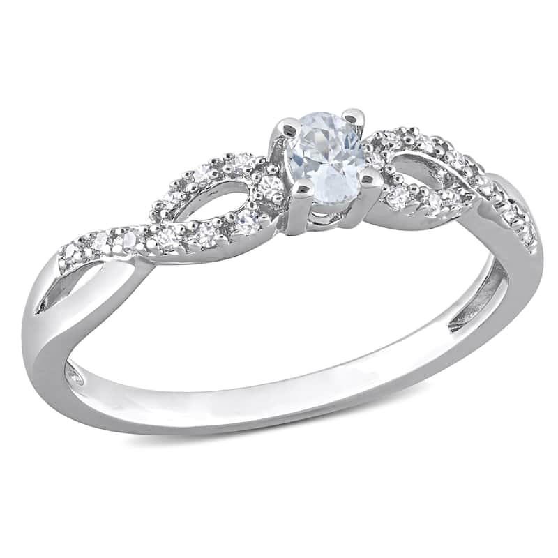Miadora 1/10ct TDW Diamond and Created White Sapphire Infinity Engagement Ring in Sterling Silver