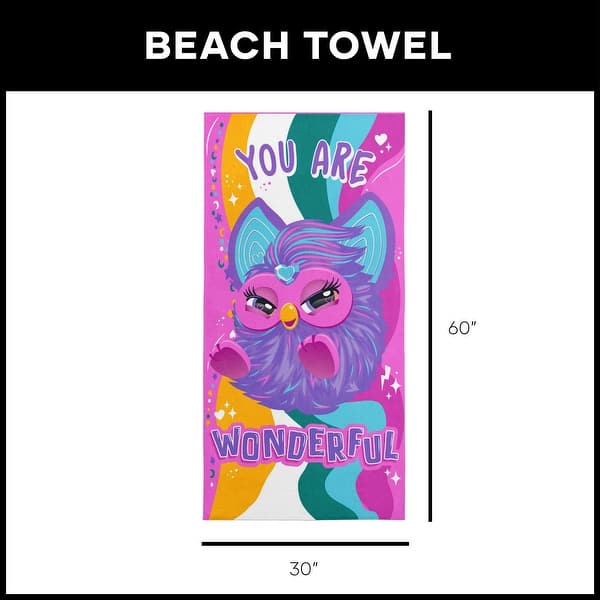dimension image slide 1 of 2, Hasbro Furby Microfiber Beach Towel