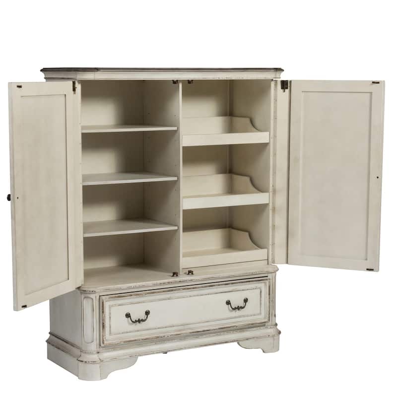 Magnolia Manor Antique White & Weathered Bark Door Chest