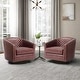 preview thumbnail 5 of 79, 2 Set Tufted PU Vegan Leather Swivel Barrel Chair with Nailheads Trim