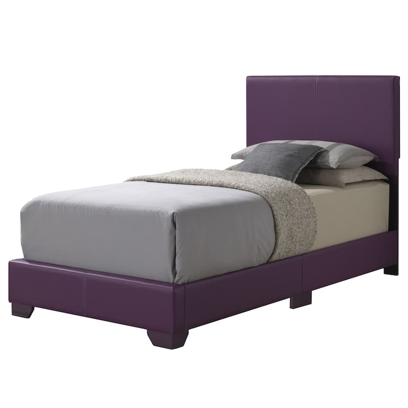 Faux Leather Upholstered Panel Twin Bed - 81" - Purple