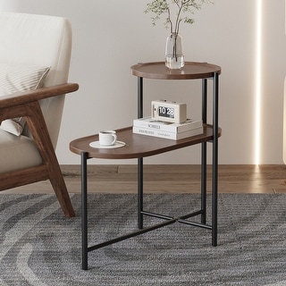 BEAUTME Modern Side Table With Shelf - Black Wood End Table, 48x30x66cm, For Living Room, Bedroom, Office - View #10