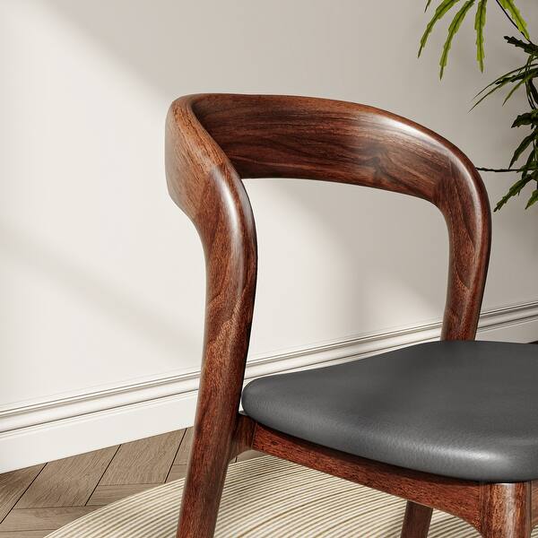 Solid Wood Leather Dining Chairs Set Of 2 Side Cushion Seat Kitchen ...