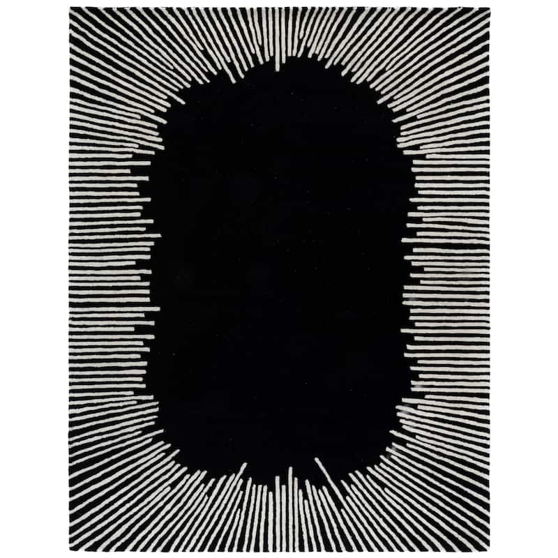 SAFAVIEH Handmade Fifth Avenue Corianna Modern New Zealand Wool - 10' x 14' - Black/Ivory