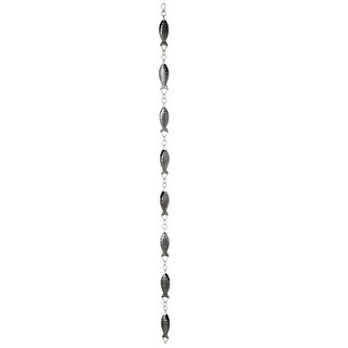 Set of 2 Silver Rusted Decorative Outdoor Patio Fish Rain Chain 62"
